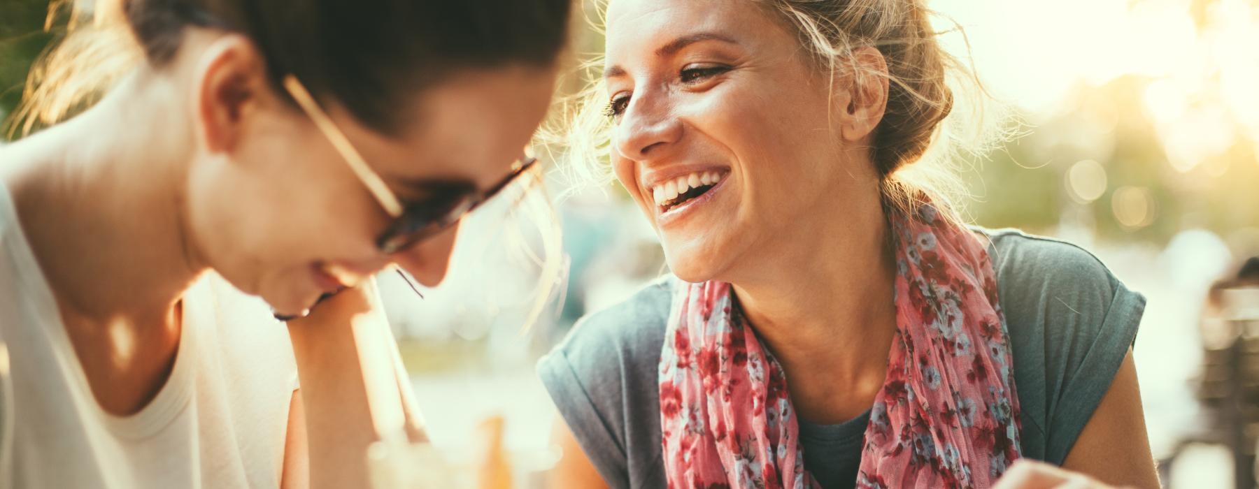 a man and a woman laughing